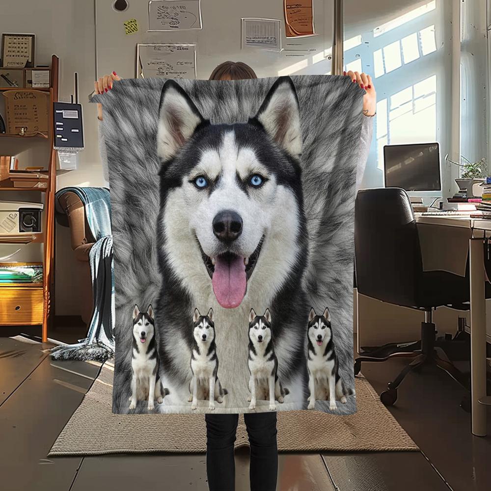1 st Golden Retriever Husky Tryck Flanellfilt, Hög kvalitet Bekväm för Alla Årstider, Heminredning, Värme och Komfort, Perfekt för Gåvor