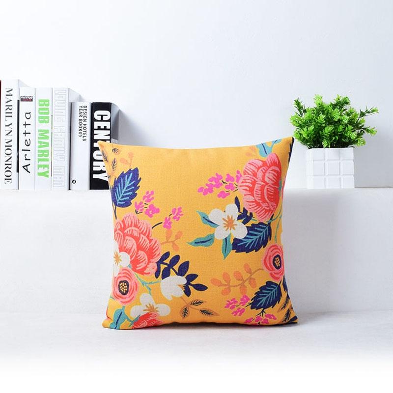 Exquisite Vivid Flower Floral Plants Linen Pillow Case For Decorative Cushion 18