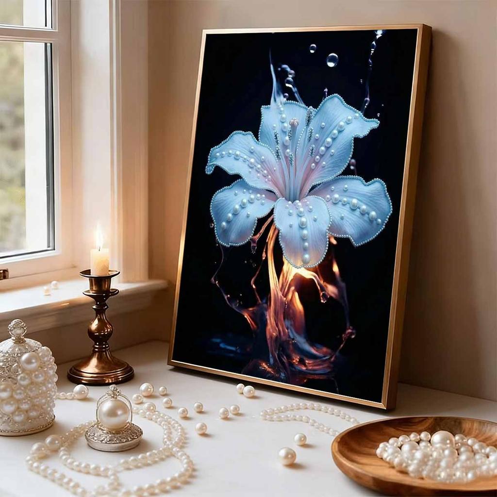 DIY Pearl Painting Set Little Orchid Pattern Home Decoration Handmade Sticky Diamond Creative Canvas Pearl Art Painting Crafts Perfect Gift