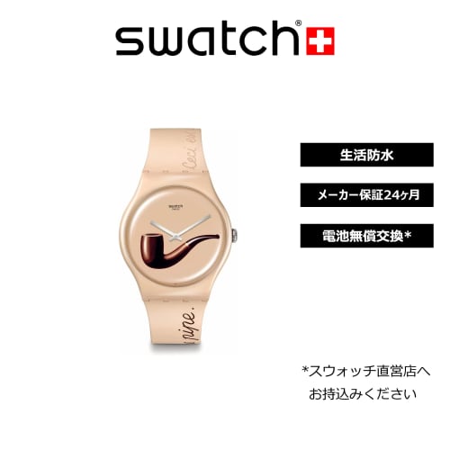 Swatch BILDENES BEDRAG AV RENE MAGRITTE SWATCH ART JOURNEY 2023 SO29Z124 Beige Klokke