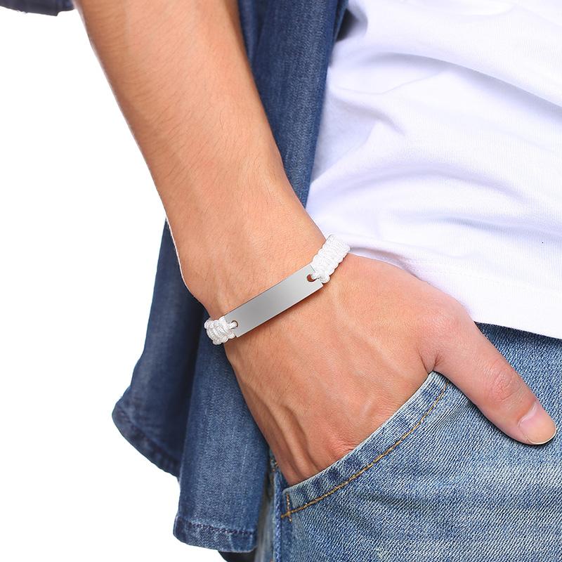Bracelets Vnox pour Hommes avec Personnalisation Nom Personnalisé Date Initiales Citation Gravure Cordon Ajustable Bijoux Unisexe