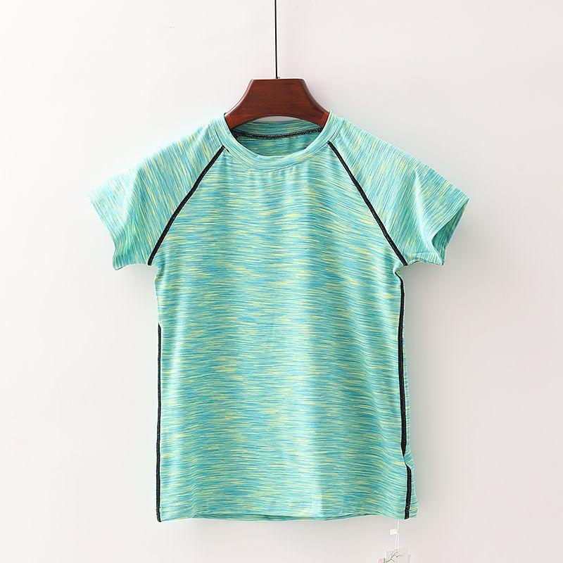 

[Fan] Shopping Mall Brand Discount Female New Arrival Sports Running Stretch Silm round Neck Quick-Drying Yoga T-shirt 3004 Green S/155