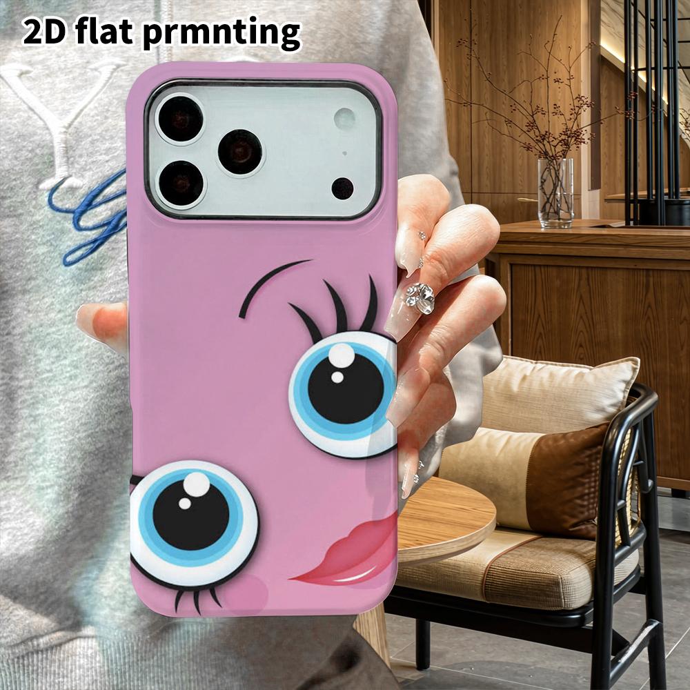 Phone Case: 2D Flat Design Suitable for iPhone 18 17 16 15 14 13 Pro Film Protective Case, Couple Style, Cartoon Big Eyes, Christmas and Halloween Gif