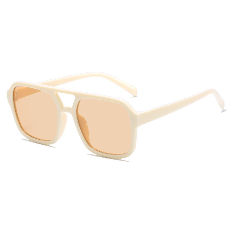 Candy-Colored Double-Beam Retro Square Sunglasses – Trendy UV Protection Specs
