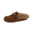 Korean version of retro metal fluffy slippers women's outer wear 2025 autumn and winter new lazy Muller shoes bag head loafers