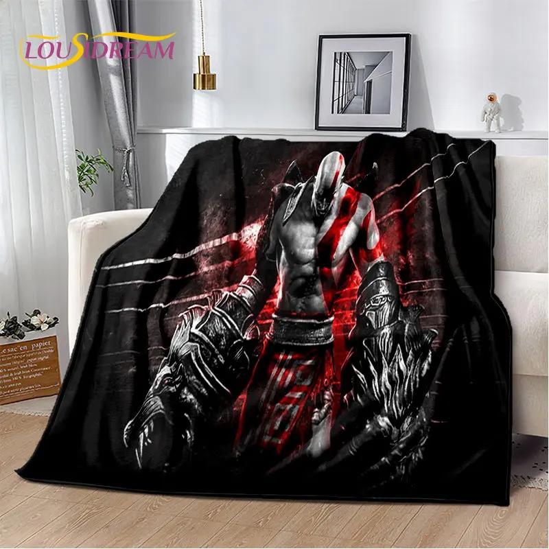 God of War Oyunu Oyuncular Kratos Yumuşak Peluş Battaniye, Flanel Battaniye Oturma Odası Yatak Odası Yatak Kanepe Piknik Örtüsü Çocuk için