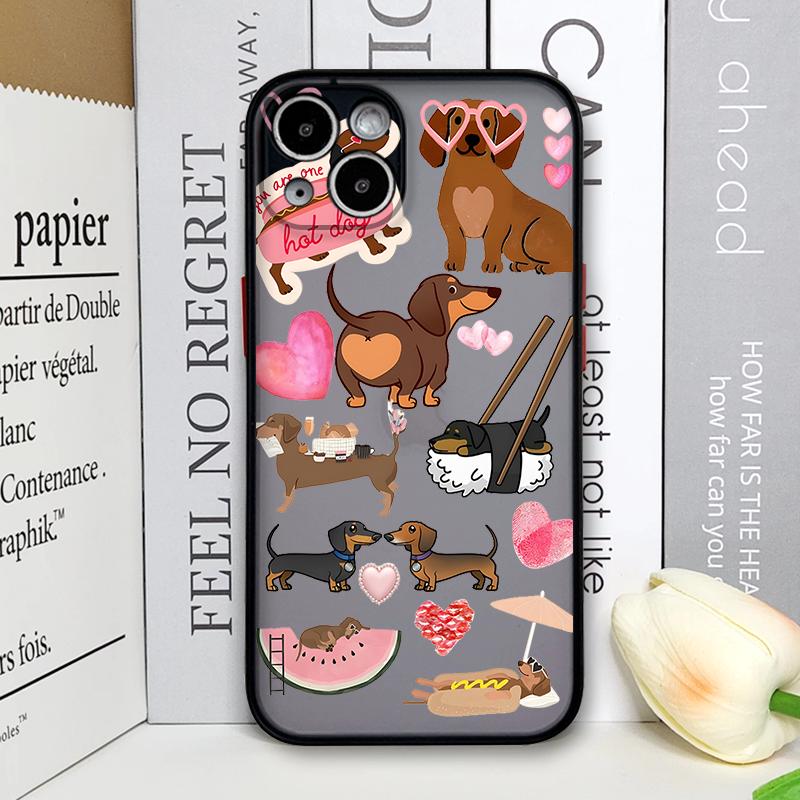 

Funny Cartoon Dachshund Lovely Dog Pattern Phone Case for IPhone 17 16 Pro Max 15 14 13 12 11 XS MAX X XR 7 8 14 Plus Back Cover iPhone 14