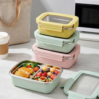 304 Stainless Steel Divided Bento Lunch Box Student Portable Large Capacity Sealed Lunch Container Kids Bento Box Microwave Safe