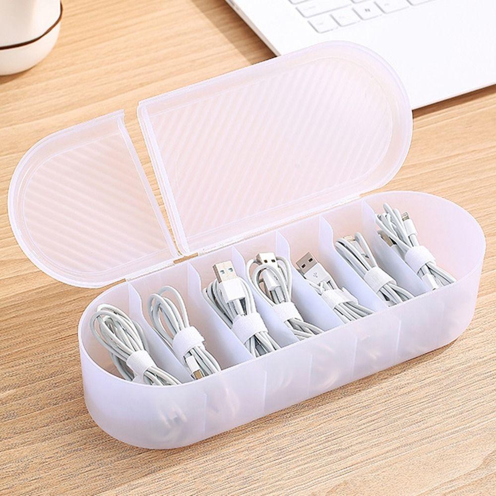 Large Capacity Data Line Storage Container Plastic Power Cord Sundries Organizer  Desktop