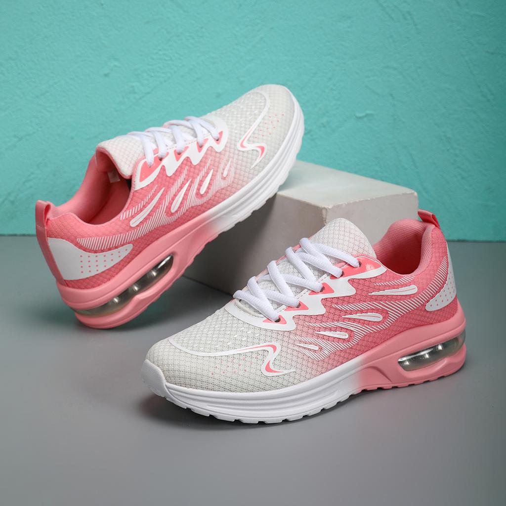 Women Running Shoes Air Cushion Shock Absorption Lightweight Summer Hollow Mesh Breathable Sports Soft Soled