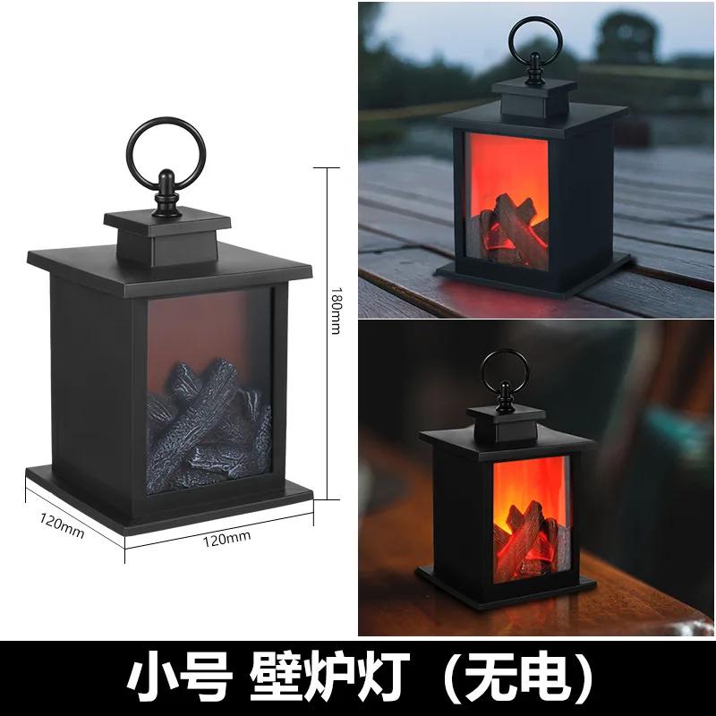 USB Charging Creative Small LED Flame Fireplace Ornaments Home Hardcover Crafts Candlestick Decoration Charcoal Wind Fire