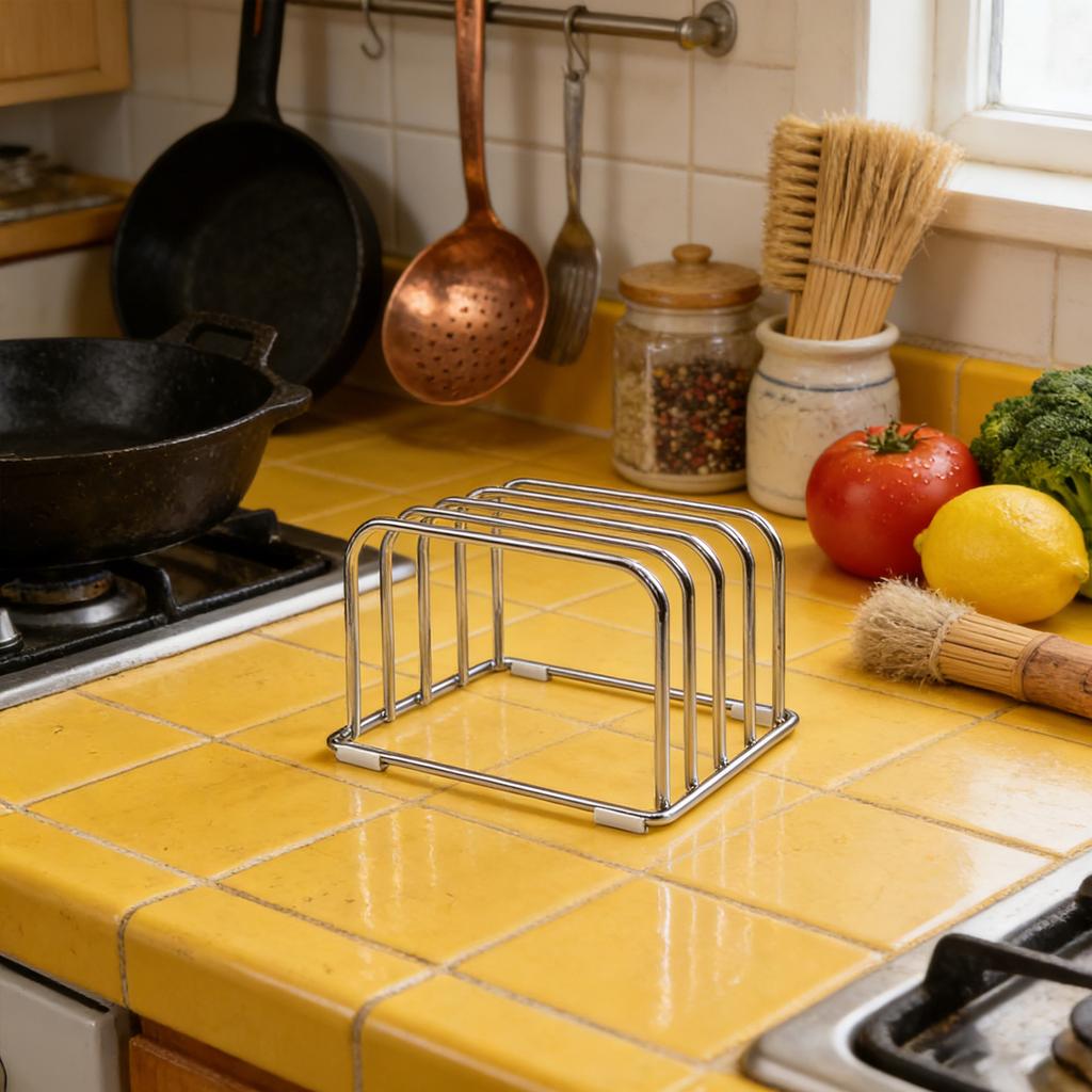 1 buc Suport de depozitare pentru tocătoare din oțel inoxidabil, Potrivit pentru depozitarea tocătoarelor subțiri și a farfuriilor pe blat