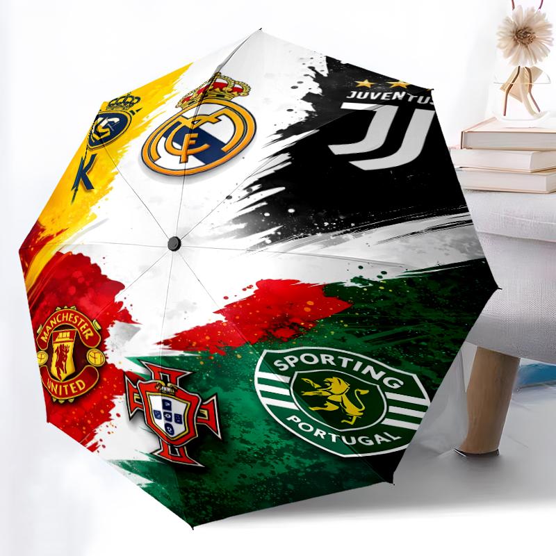 Printed Manchester United FC Logo Printed Folding Umbrella,Outdoor,Leisure,And Travel Umbrella,Durable Umbrella Fabric,Birthday And Holiday Gift