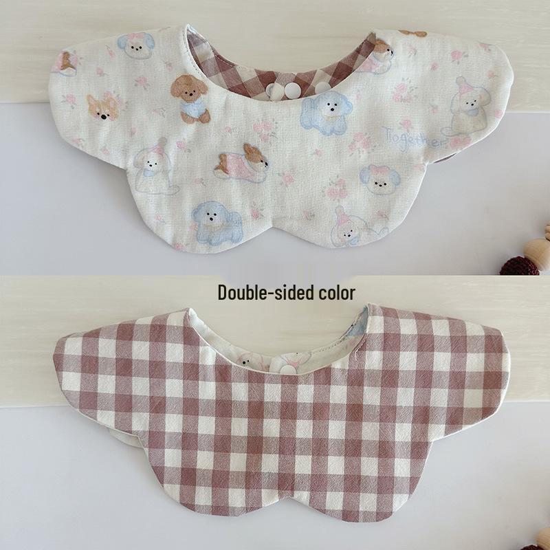 Korean Style Double-Sided Gauze Baby Drool Bib - Newborn Petal Design, Breathable
