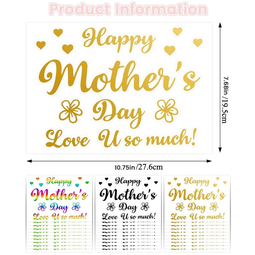 5pcs Mother's Day decorations Happy father Balloon Stickers Gold Black DIY ballons stickers Mother Birthday Party Decoration
