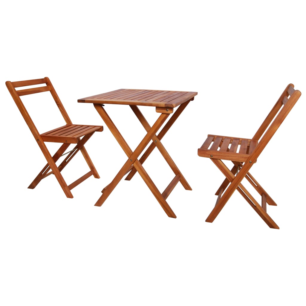 3 Piece Foldable Bistro Set Solid Acacia Wood