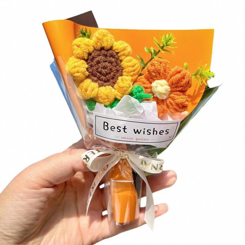 1 Stück Gestrickte Überraschung Simulation Bouquet Dekoration Satte Farben Schönheit Seidenblume Partys Segen Foto Requisite