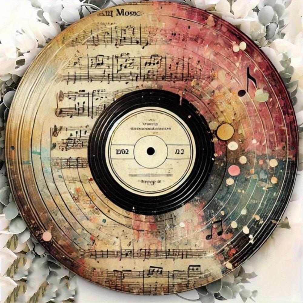 Retro Vinyl Record Metal Art Painting for Living Room Bar Cafe Decor