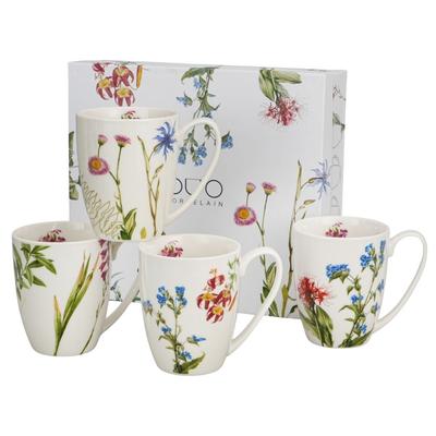 Set van 4 Porseleinen Mokken Kleuren van de Natuur 360 Ml