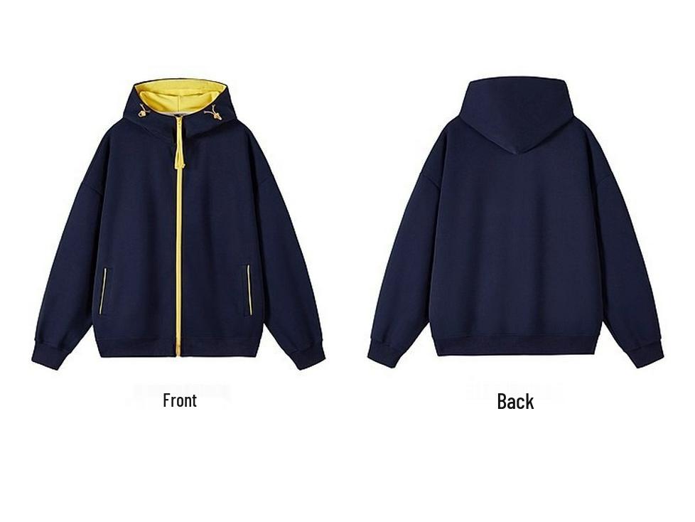 Men's Trendy Color Block Zipper Hoodie - Autumn/Winter Casual Loose Fit