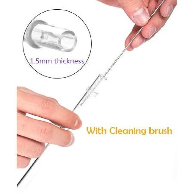 ZYTC Straws for YETI Cup 30-42oz, Reble Clear Transparent Drinking Straws Replacement for YETI Straw Lids, Set of 6 with 2 Cleaning Brushes