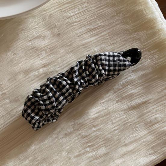 Retro Style Hairpin Stable Non-Slip Banana Clip with Pleated Fabric Wrap Leopard Plaid