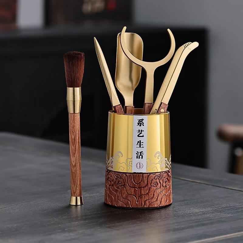 Wooden Tea Ceremony Tools Set Six Essential Accessories Kung Fu Making Home Use