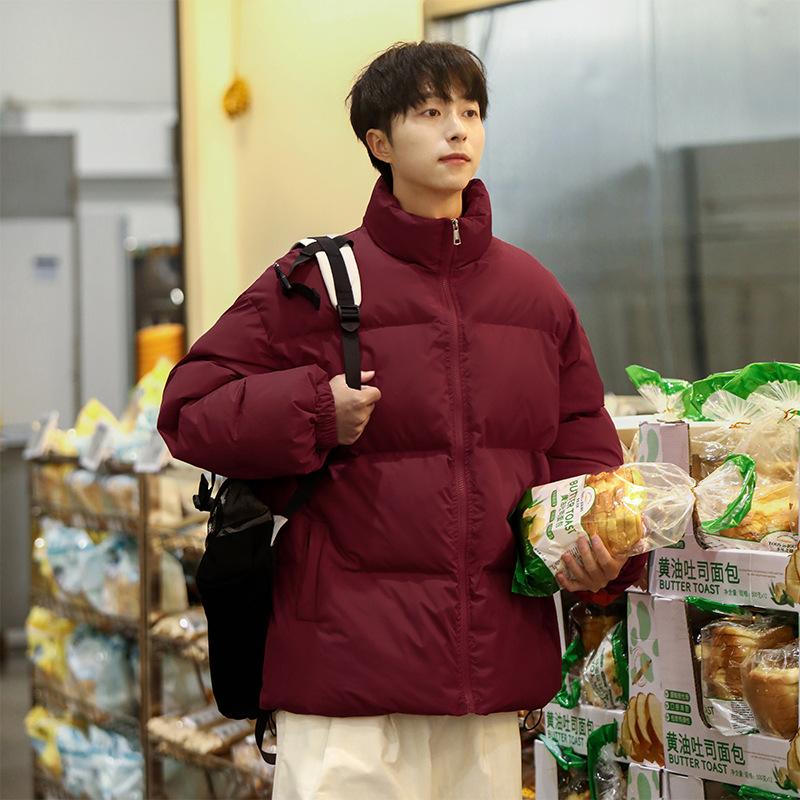 Winter Warm Casual Cotton Coat Men Fashion Versatile Standing Collar Coat Men Long Sleeve Warm Cotton Coat Men Clothing