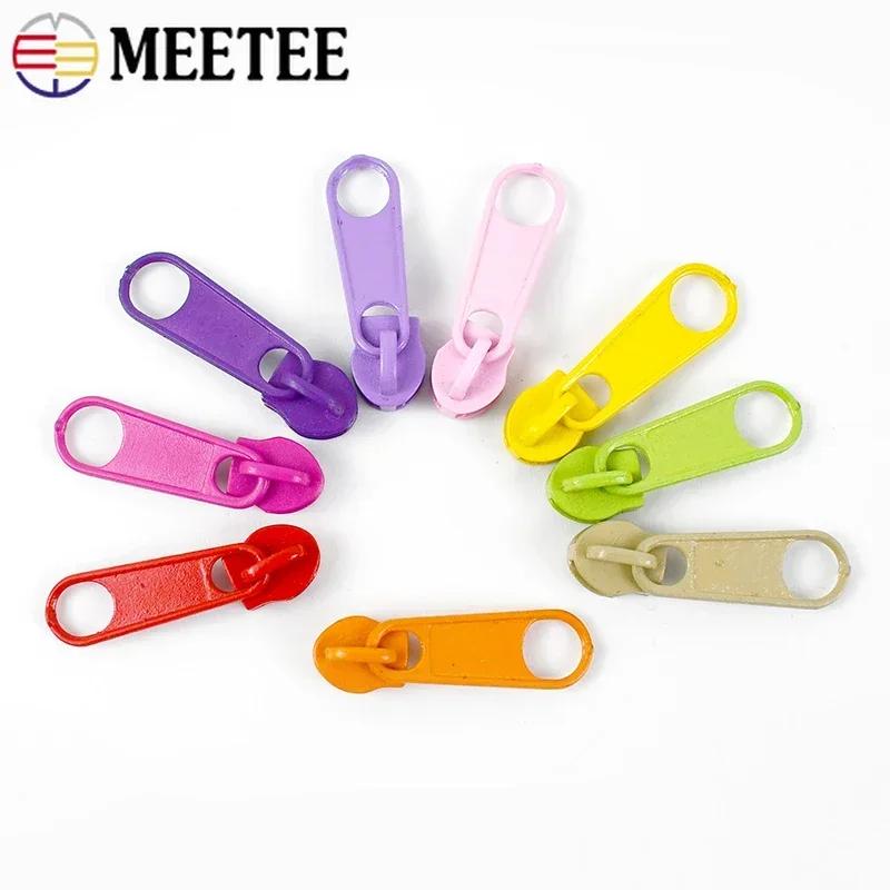 10/20/50Pcs 3#5# Meetee Rainbow Nylon Zipper Slider Backpack Jacket Zips Heads Decorative Zip Puller Repair Kit Sewing Accessory