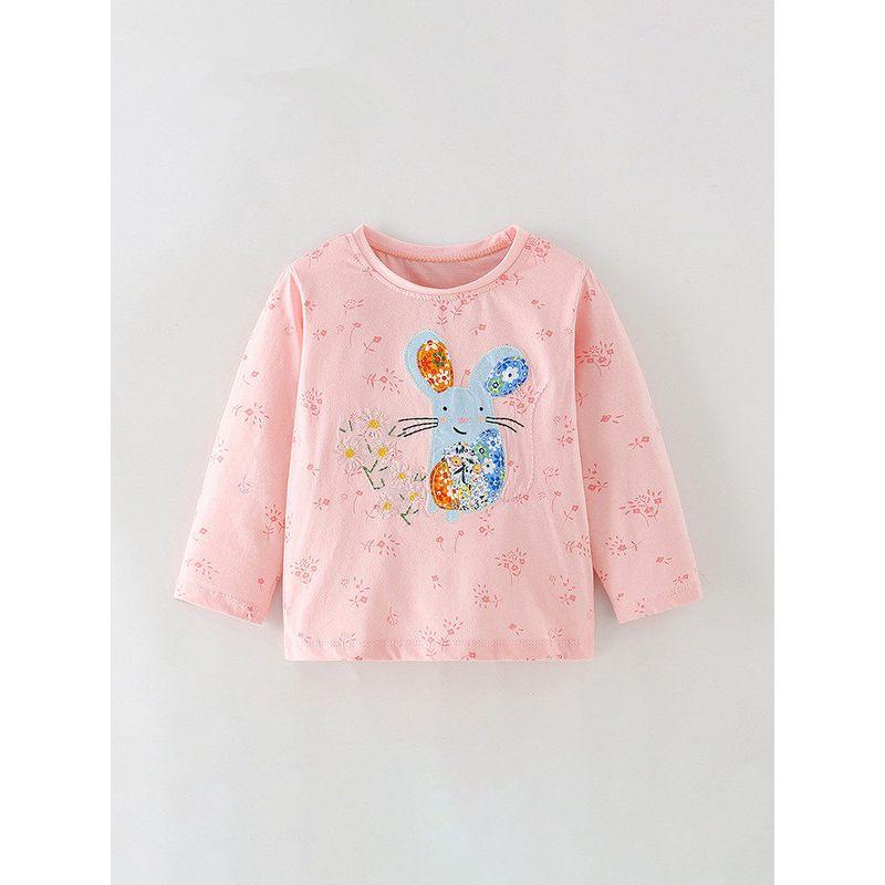 Girls' Cute Mouse Long-Sleeved T-Shirt, Spring and Autumn Pure Cotton, Little Girl's Inner Layering Shirt, Children's Baby Round Neck Top 6