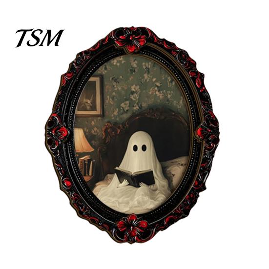 Retro Gothic Room Accessories Halloween Ghost Refrigerator Magnet, Fridge Magnets, Oval Picture Magnetic Magnets Frame Stickers for Kitchen