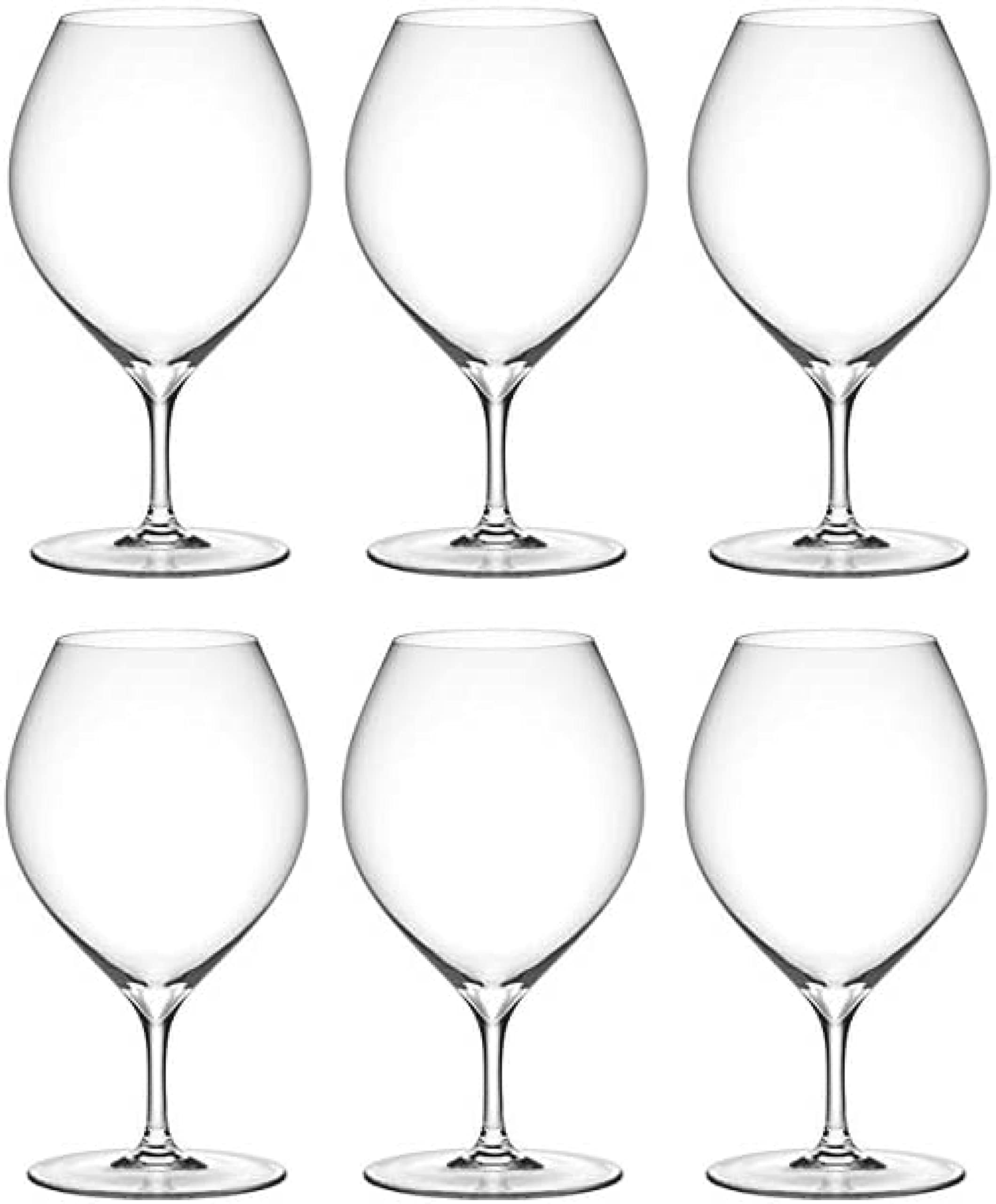 Kimura Glass Shop Бокалы для вина Piccolo, 15 унций, Набор из 6 штук (Красный, Белый, Пиво, Тонкостенные Стаканы, Словацкий Хрусталь Кара, 470 куб. см)