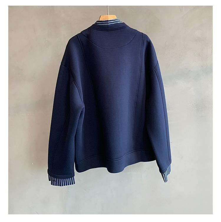 Men's 2026 Trendy Fake Two-Piece Hoodie Jacket - Button Design, Old Money Style, Casual Loose Fit