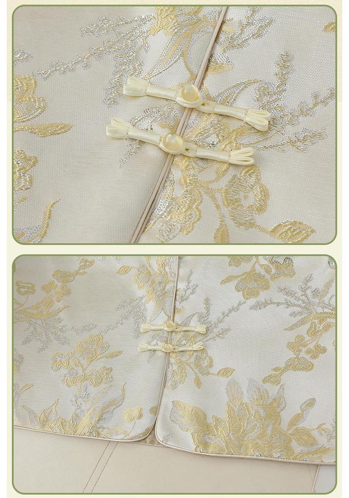Jacquard Vest: Modern Chinese-Style Round Neck Tang Suit Top