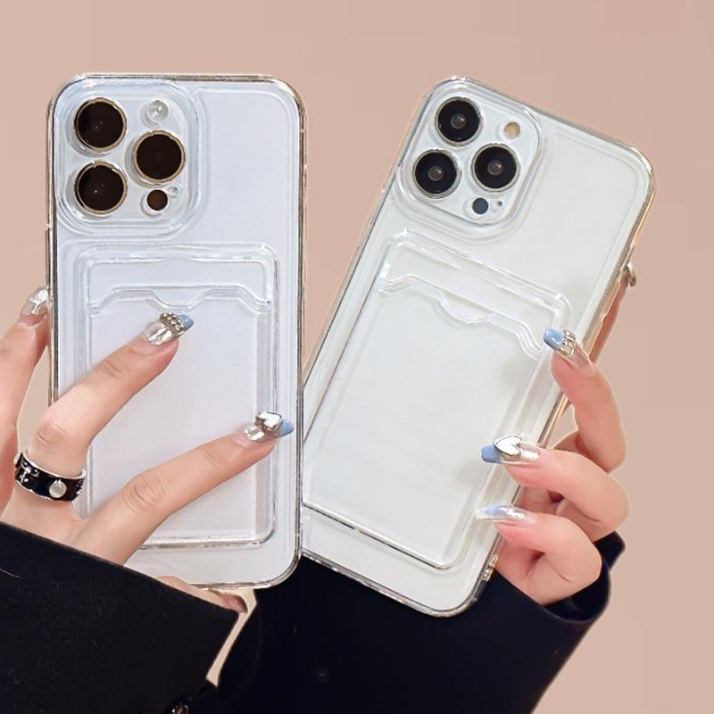 Applicable To IPhone16PRO Mobile Phone Case Simple Card Transparent Apple 15 13 with Soft Protection On The Back