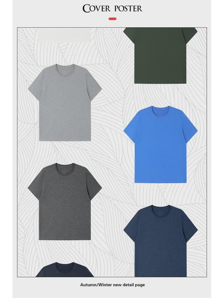 Men's 180g Pure Cotton Brushed Short Sleeve T-Shirt - Summer High Quality, Customizable Top