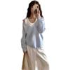 Autumn and winter new design soft waxy pullover sweater women's loose lazy style thin knitted sweater top