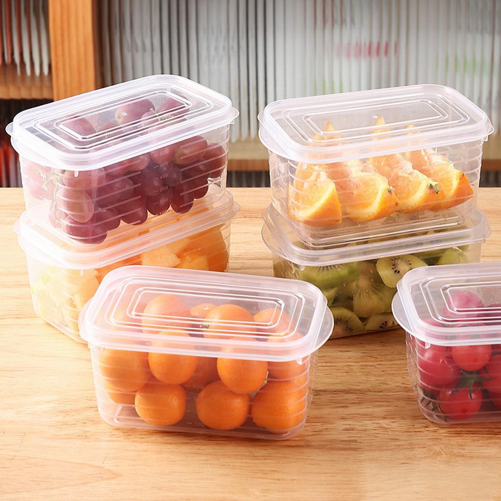 English: Food Grade Freezer Storage Box for Meat & Fruit Refrigerator Organizer with Dividers Sealed -Odor Container
