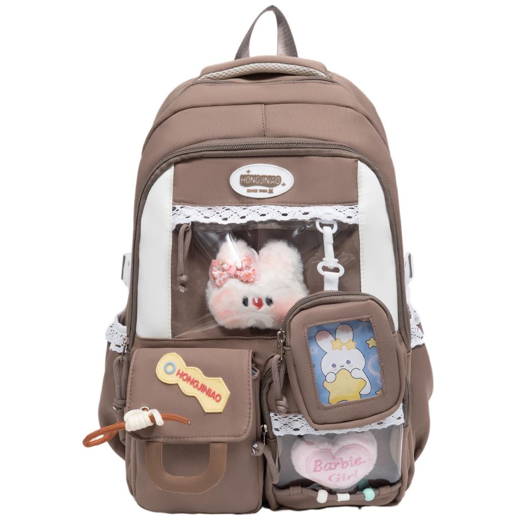 New Japanese High-value Schoolbag Ins Niche Junior High School Student Backpack Female Cute Contrasting Color Large-capacity Backpack