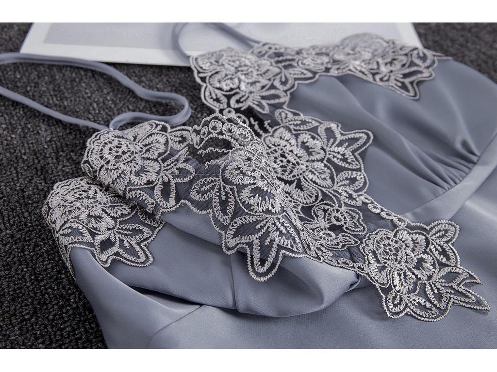 Yao Ting Satin Chiffon Five-Piece Pajama Set: Ice Silk, Casual, Sexy, with Chest Pads for Spring/Summer