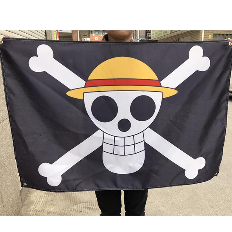 One Piece Pirate Skull Flag Home Bedroom Wall Decor Banner Painting Luffy Straw Hat Pirates Flag Toy Gifts