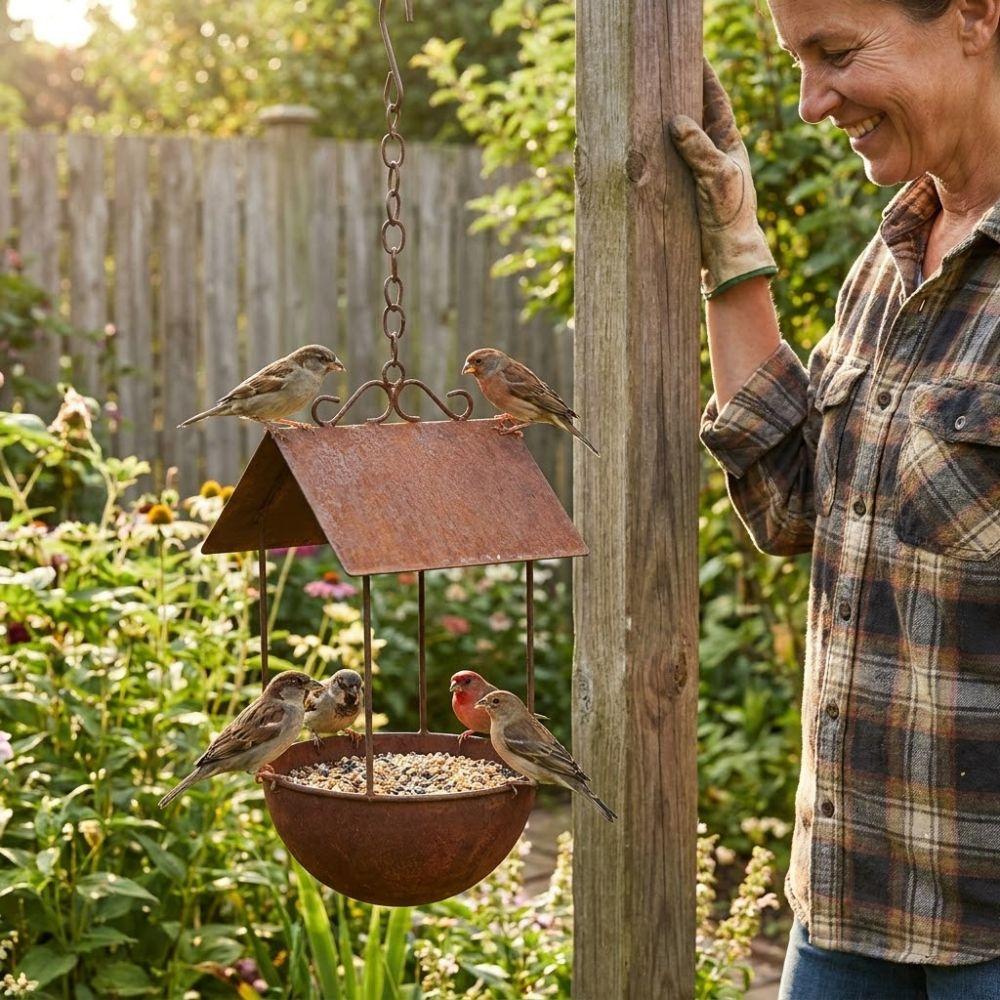 Anti-leakage Automatic Feeding Station Vintage Bird Food Container Bird Bath Feeder  Courtyard