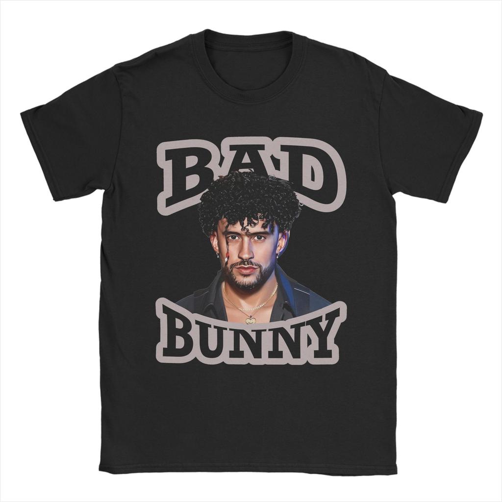 Vintage Bad Bunny T Shirts Unisexs  Pure Cotton Fun TShirt Crewneck  Tees Short Sleeve Clothing Classic