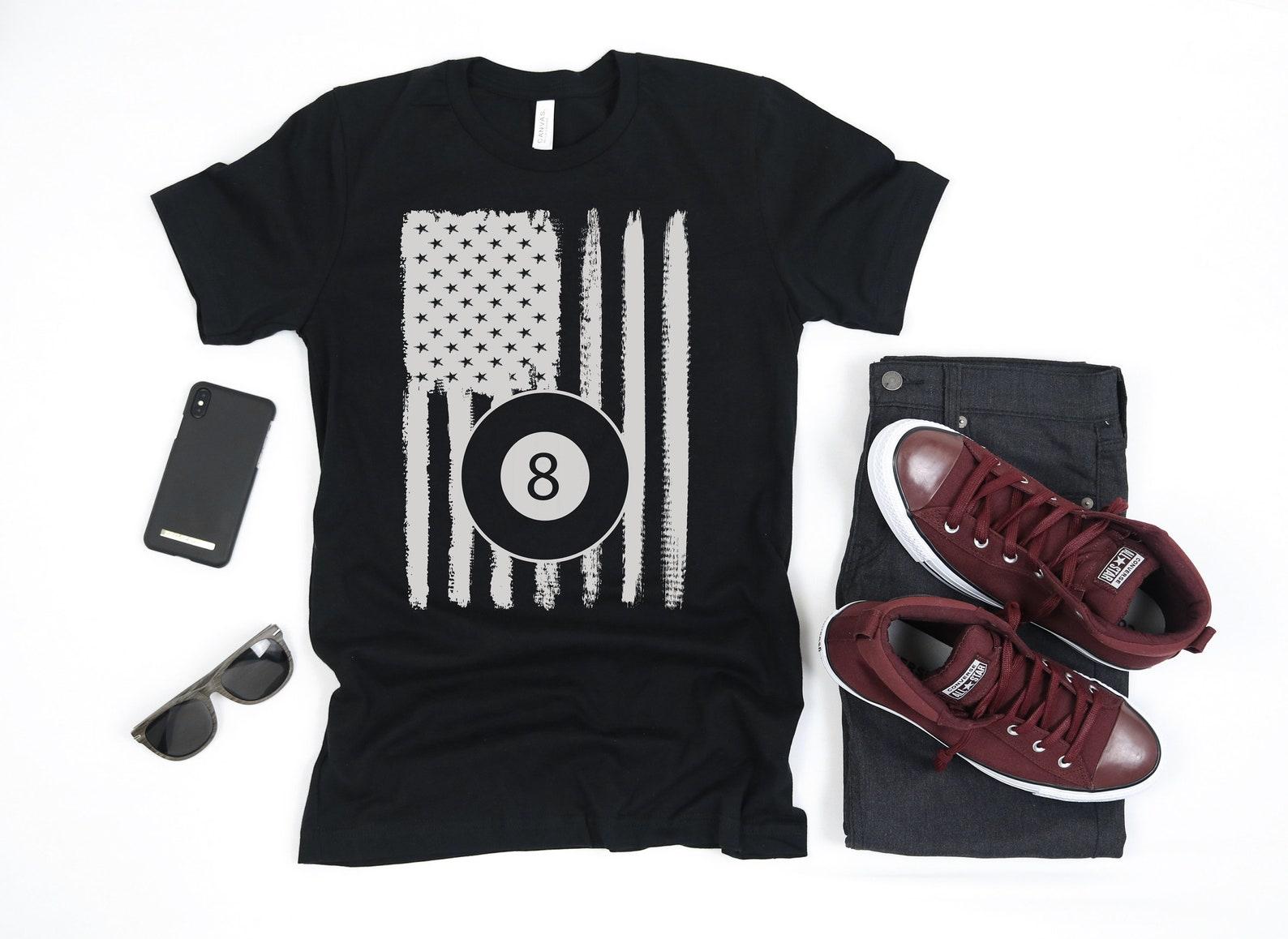 Billiards Pool Eight Ball American Flag USA T-Shirt, Tank Top, T-shirt, T-shirt,T-shirt, Child Apparel Gift 4XL