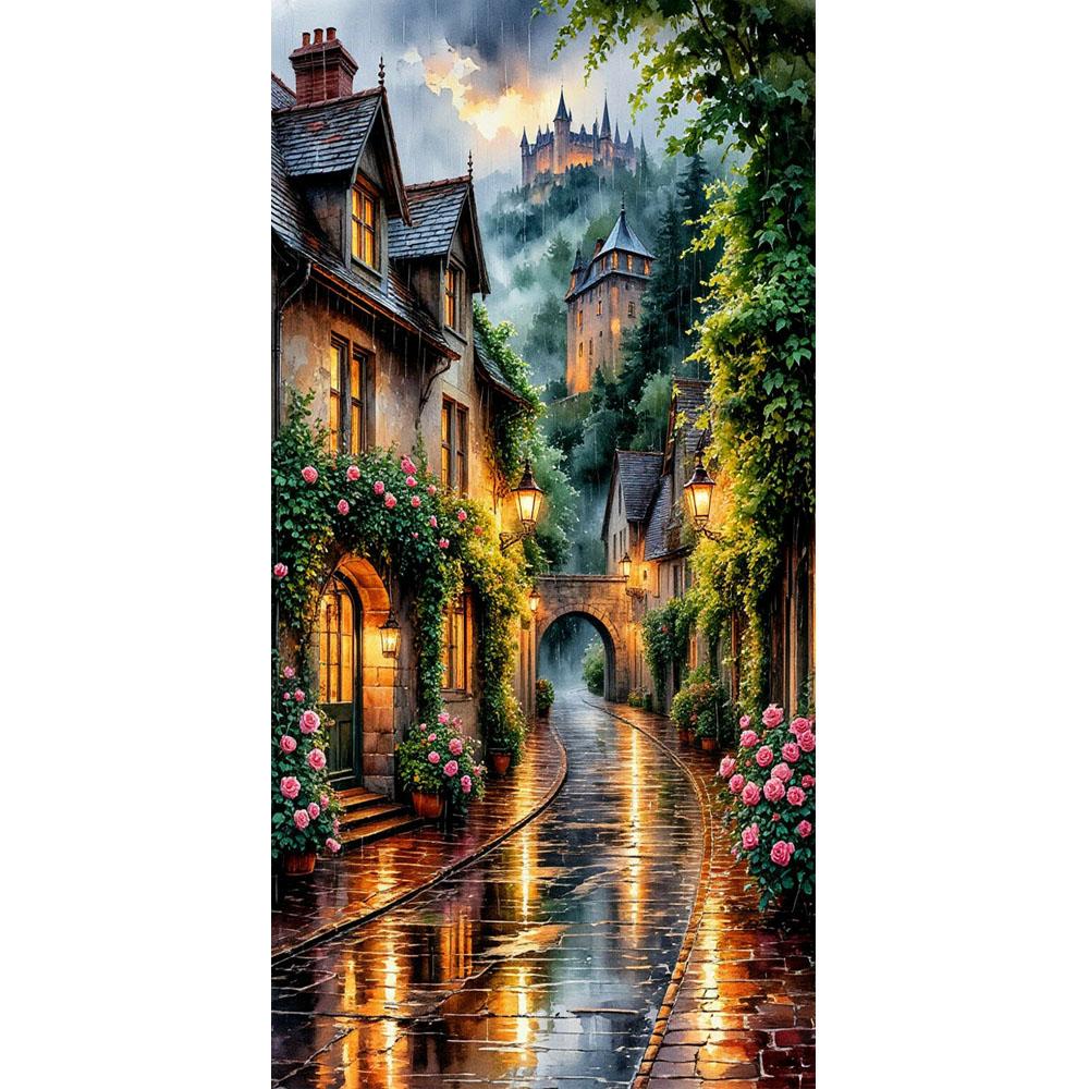 Diy Large Size Beautiful Street Scenery Diamond Painting Art Kits 5D Full Diamond Mosaic Embroidery Rhinestone Picture Wall Decor J3990