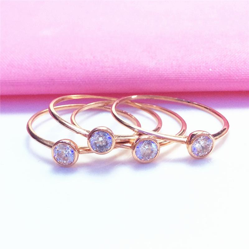 Rose Gold Plated Purple Gold Zircon Ring Light Luxury Fashion Trend Color Gold Open Ring