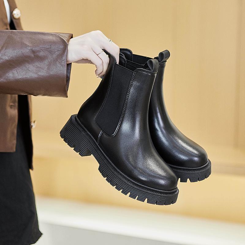 Stivali Chelsea in pelle con suola spessa da donna autunno/inverno 2023: Stivali da motociclista in stile britannico Martin K8803, 40
