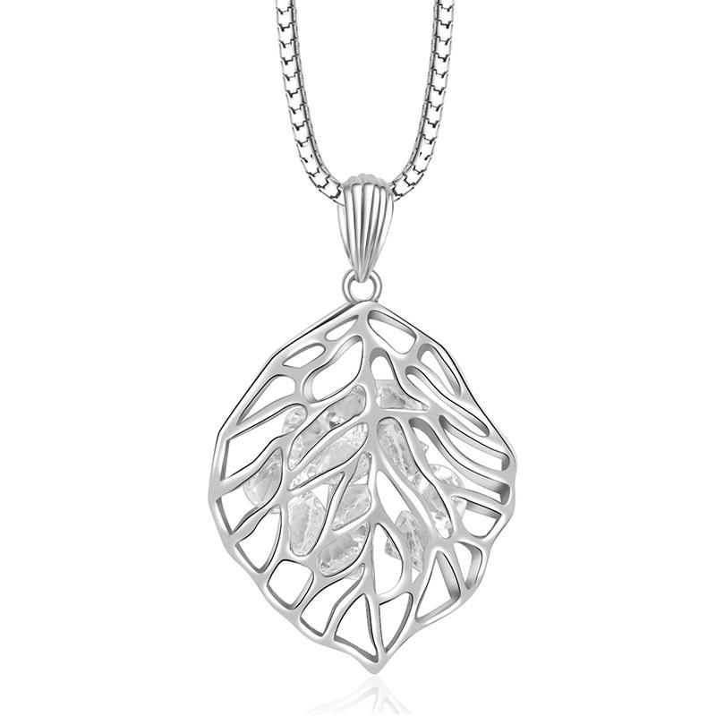 Tree Leaf Pack Crystal Sweater Chain Female Leaf Temperament Versatile Autumn And Winter Clothes Long Necklace