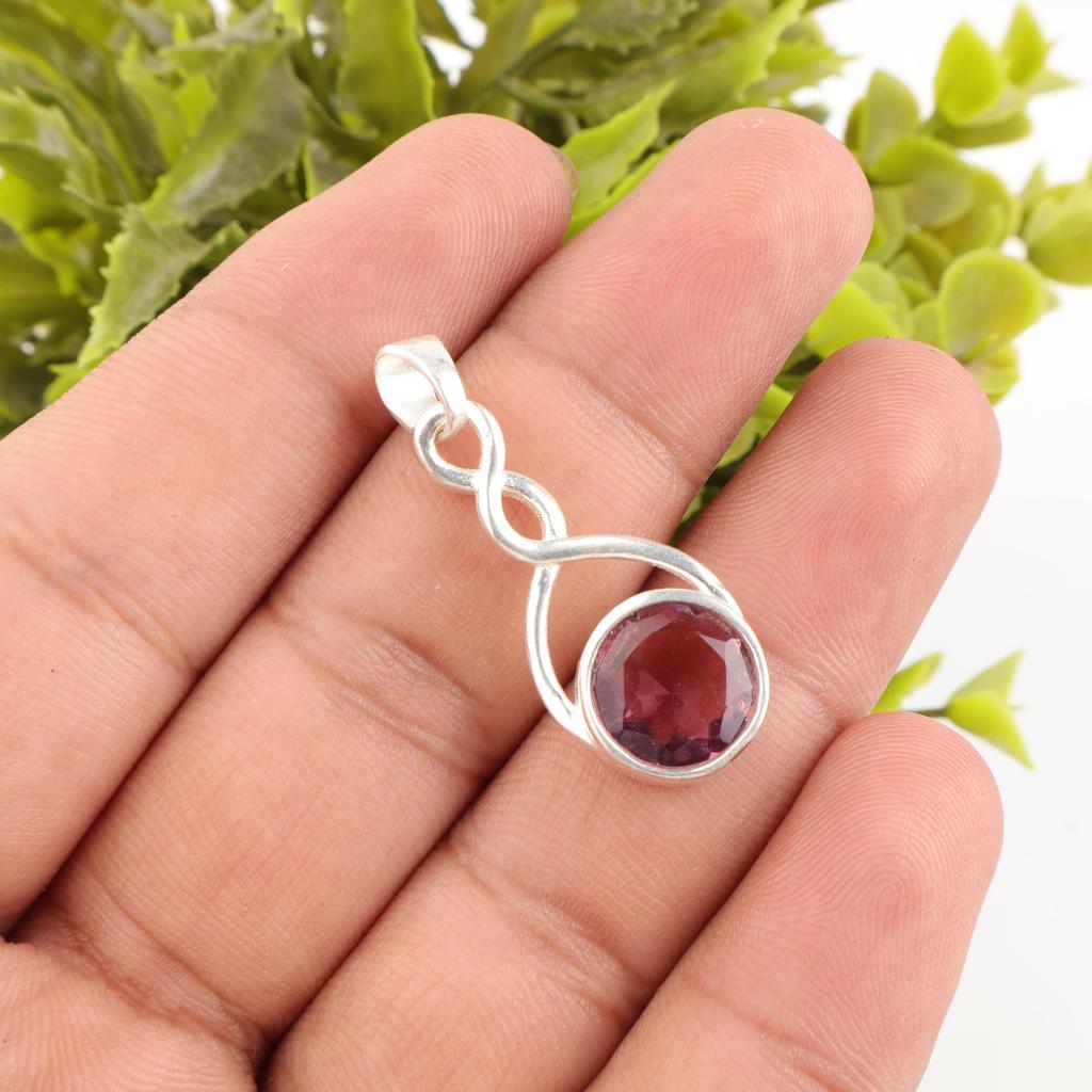 Rhodolit Ädelstenssmycken, Handgjort Silverhänge, 925 Massivt Sterlingsilverhänge För Mors Gåva