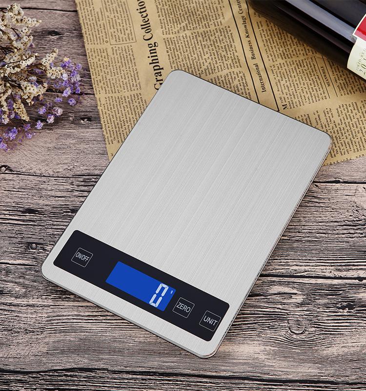 Rectangular Multifunction 5Kg/10Kg/15Kg*1G Precision Weight Balance Digital Kitchen Food Measuring Scale (Silver,5KG battery&1g&229x160x20mm) серебряный